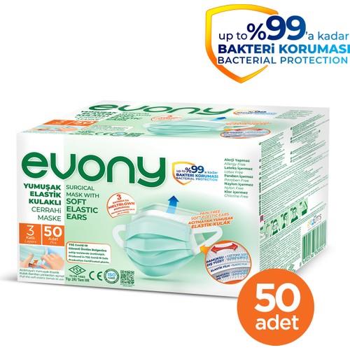 Evony Yumuşak Elastik Kulaklı Maske 50li