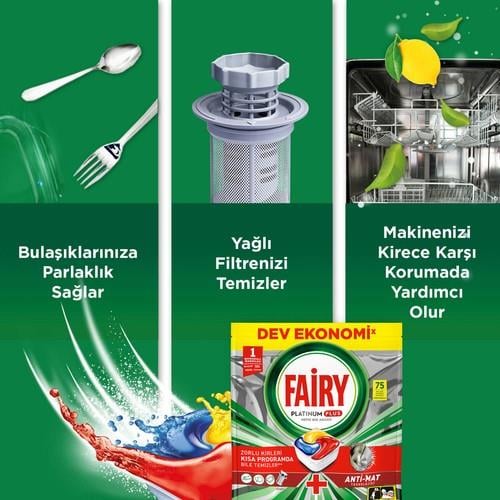 Fairy Platinum Plus Bulaşık Makinesi Deterjanı Tableti / Kapsülü 75 Yıkama