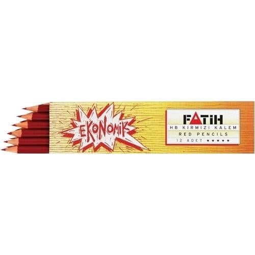 Fatih 12li Kırmızı HB Kurşun Kalem Seti - Ergonomik ve Dayanıklı, Okul ve Ofis Kullanımı için Uygun, Desensiz