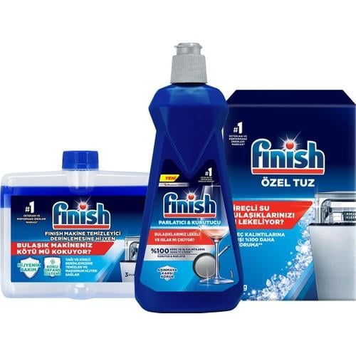 Finish Temizlik ve Bakım Seti (Parlatıcı 400 ml + Makine Temizleyici Sıvı 250 ml + Tuz 500 gr)