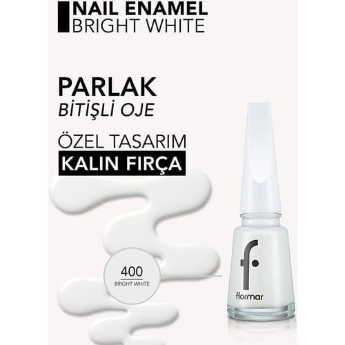 Flormar Klasik Parlak Bitişli Yüksek Pigmentli Oje (400 Brıght White New) 8682536035989