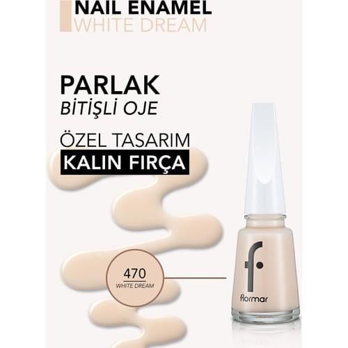 Flormar Nail Enamel Yüksek Pigmentli & Parlak Bitişli Oje Fne-470 Whıte Dream