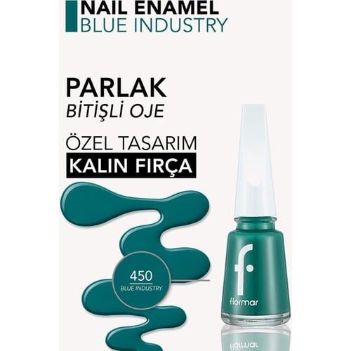 Flormar  Parlak Bitişli Yüksek Pigmentli Oje (450 Blue Industry New) 8682536036122