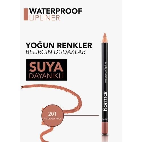 Flormar-Suya Dayanıklı Mat ve Yoğun Pigmentli Waterproof Lipliner Dudak Kalemi (201 Nude) 8690604111015