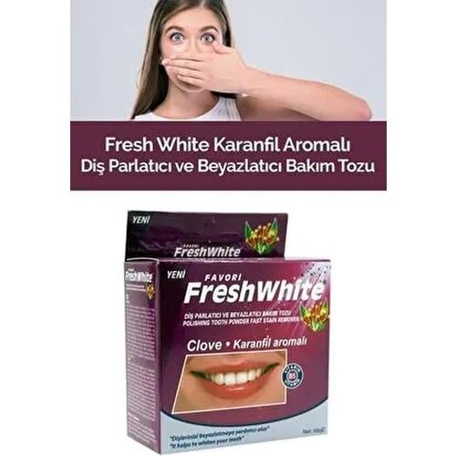 Fresh White Diş Bakım Tozu Karanfil Aromalı 50g B5 Vitamini İçerir Diş Etlerini Besler