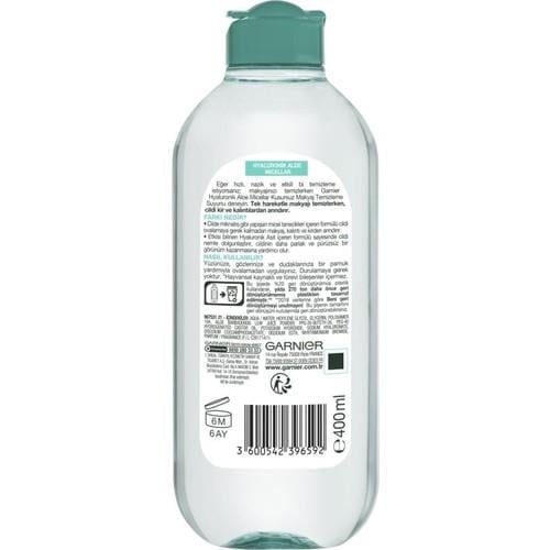 Garnier Hyaluronik Asitli Micellar Makyaj Temizleme Suyu 400 ml – Tüm Cilt Tipleri, Hassas Dahil, Arındırıcı ve Nemlendirici
