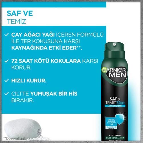 Garnier Men Saf ve Temiz Aerosol Erkek Deodorant 150 ml