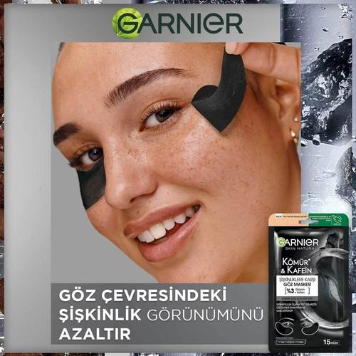 Garnier Şişkinlik Karşıtı Göz Maskesi – Kömür ve Kafeinli, Parfümsüz Vegan Formül, 15 Dakikada Etkili Tekli 1 Adet