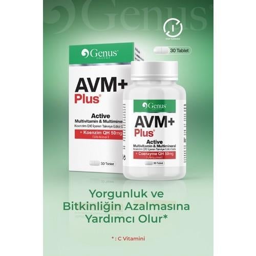 Genus Pharma AVM+ Plus Active, Multivitamin İçeren Takviye Gıda (30 Tablet)
