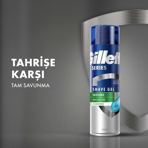 Gillette Hassas Tıraş Jeli Aloe Vera İçeren 200 ml Rahatlatıcı Koku ile