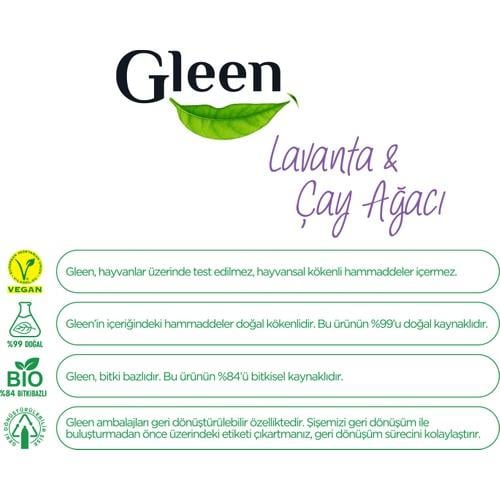 Gleen Organik İçerikli Vegan 1 lt Lavanta-Çay Ağacı Elde Bulaşık Deterjanı
