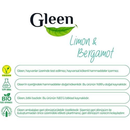 Gleen Organik İçerikli Vegan 1 lt Limon-Bergamot Elde Bulaşık Deterjanı