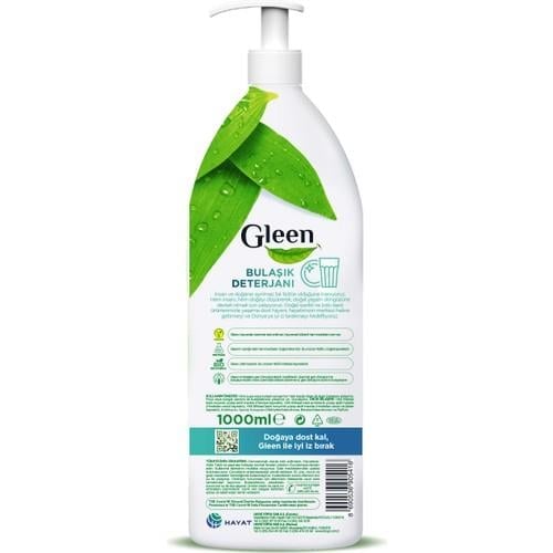 Gleen Organik İçerikli Vegan 1 lt Limon-Bergamot Elde Bulaşık Deterjanı