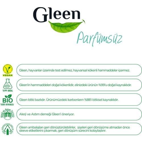 Gleen Organik İçerikli Vegan 1 lt Parfümsüz Elde Bulaşık Deterjanı
