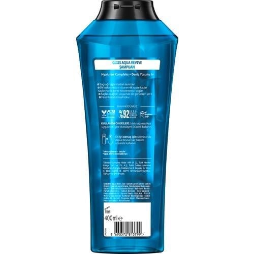 Gliss Aqua Revive Hyalüron & Deniz Yosunu Özlü Nemlendirici Şampuan 400 ml Normal ve Kuru Saçlar