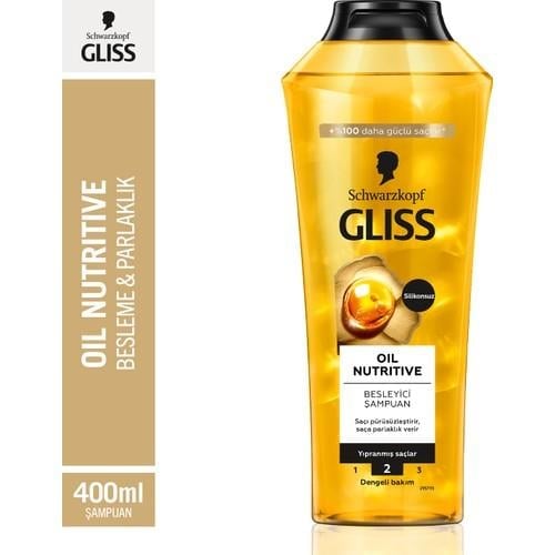 Gliss Oil Nutritive  Omega 9 ve Marula Yağı içeren Besleyici Şampuan 400 ml Yıpranmış Saçlar