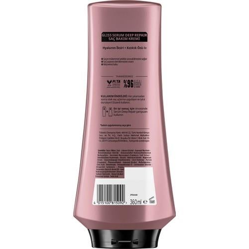 Gliss Serum Deep Repair  Hyalüron İksiri &  Kızılcık Onarıcı Saç Bakım Kremi 360 ml Yıpranmış Sert Saçlar