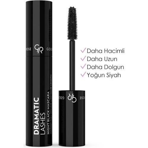 Golden Rose Dramatic Lashes Night Black Hacim Veren Maskara – Yoğun Siyah, Belirgin ve Dolgun Kirpikler İçin