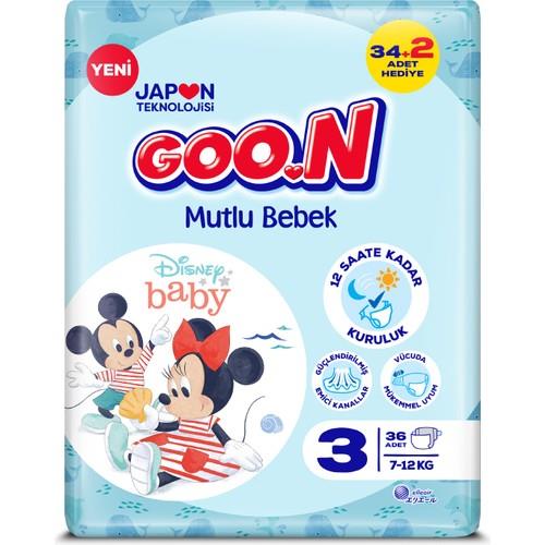Goo.N Mutlu Bebek 3 Numara Bant Bebek Bezi - 12 Saat Kuruluk - 36 Adet
