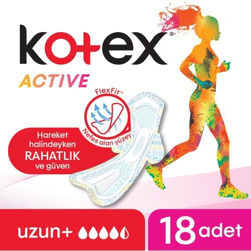 Kotex Active Uzun Ped 18li Flexfit Teknolojisi ile Spor Yaparken Rahatlık Sağlar