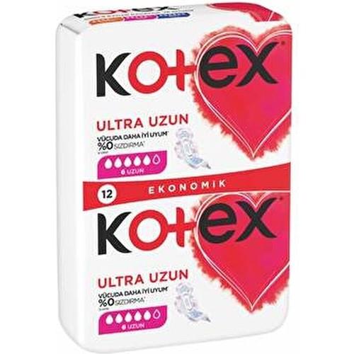 Kotex Ultra Uzun Pedler 12Li Ekonomik Paket Sızıntı Önleyici Teknoloji ile Güçlü Koruma