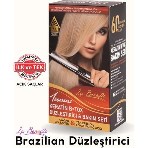 La Benedic Açık Saçlar İçin Keratin Brezilya Düzleştirici Onarım ve Bakım 4lü Hediye Kutulu Set