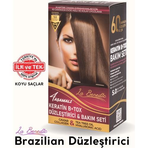 La Benedic Koyu Saçlar İçin Keratin Brezilya Düzletştirici Onarım ve Bakım 4lü Hediye Kutulu Set