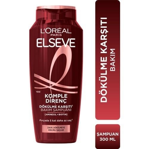 LOréal Paris Elseve Güçlendirici Şampuan - Koparak Dökülmeye Karşı Aminexil ve Biotin İçerir, 300 ml, Bitkisel Formül, Paraben İçermez