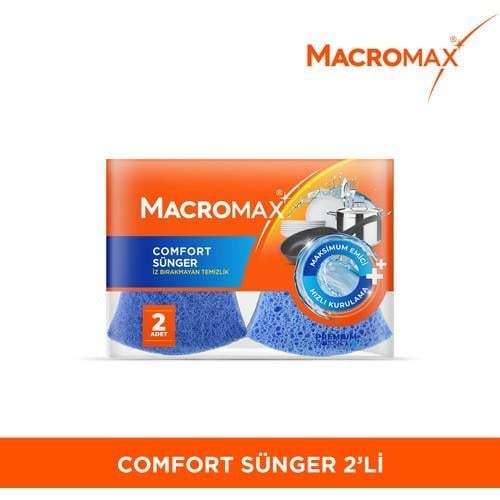 Macromax Comfort Çizmez Bulaşık Süngeri 2li, Maksimum Emici Hassas Yüzeyler İçin