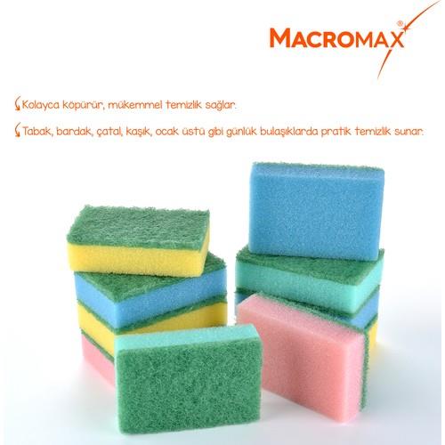 Macromax Rengarenk Bulaşık Süngeri 10lu Mega Ekonomik Paket, Çok Amaçlı Yüzey Süngeri