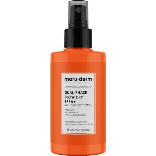 Maru.derm Çift Fazlı Isı Koruyucu Güneş Koruyucu Etkili Fön Suyu 200 ml | Tüm Saç Tipleri | Vegan