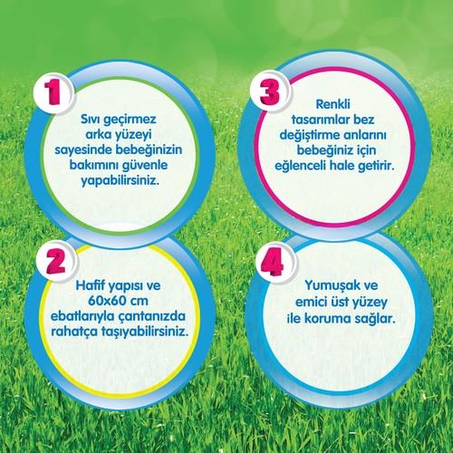 Molfix Bebek Bakım Örtüsü Sıvı Geçirmez Hafif Yapı 10 Adet 60x60 cm Renkli Tasarım