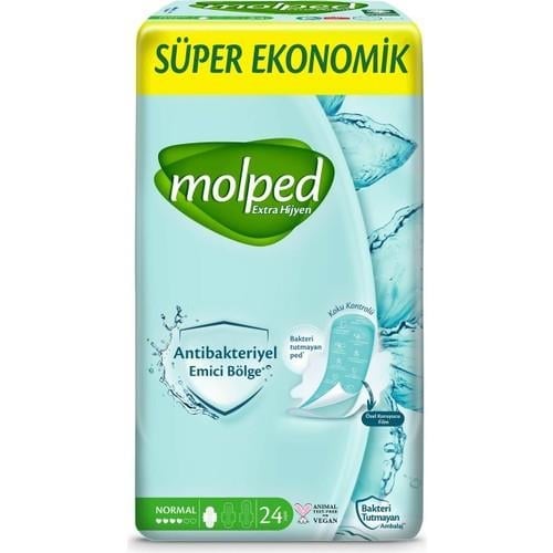 Molped Antibakteriyel Normal Hijyenik Ped 24 Adet Süper Ekonomik Konforlu Kullanım