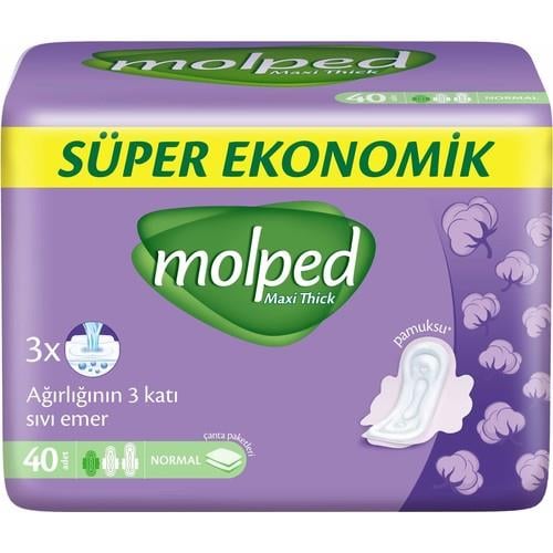 Molped Kalın Ped Tekli Sargılı Paket Normal Süper Ekonomik 40 Adet