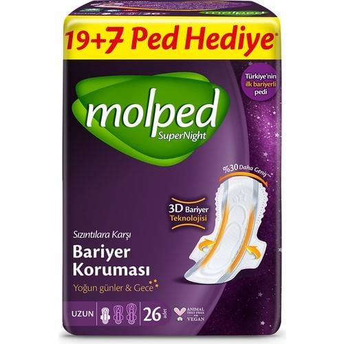 Molped Supernight Hijyenik Ped Gece 26 Adet Uzun