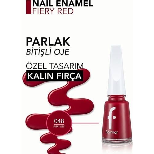 Nail Enamel Yoğun Renk Veren Uzun Süre Kalıcı Parlak Oje (048 Fiery Red) 8682536035712