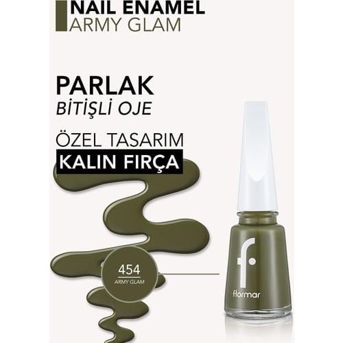 Nail Enamel Yoğun Renk Veren Uzun Süre Kalıcı Parlak Oje (454 Army Glam) 8682536036153