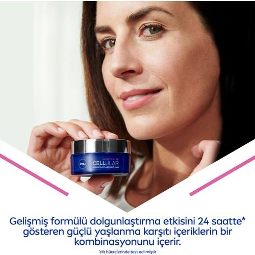 NIVEA Cellular Expert  Filler Yoğun  Gece Yüz Bakım Kremi 50ml;Hyaluronik Asit ve Folik Asit