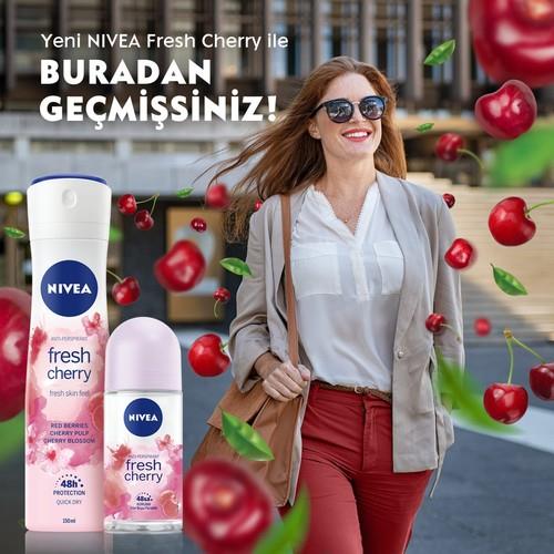 NIVEA Kadın Roll-on Deodorant Fresh Cherry 50ml; Ter ve Ter Kokusuna Karşı 48 Saat Koruma; Ferah Koku