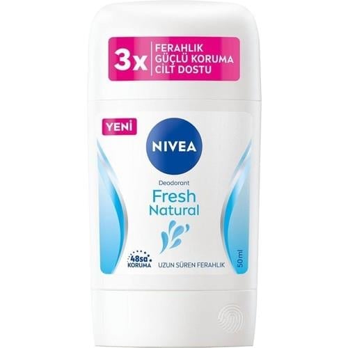 NIVEA Kadın Stick Deodorant Fresh Natural 50ml, Ter Kokusuna Karşı 48 Saat Koruma, Uzun Süren Ferahlık