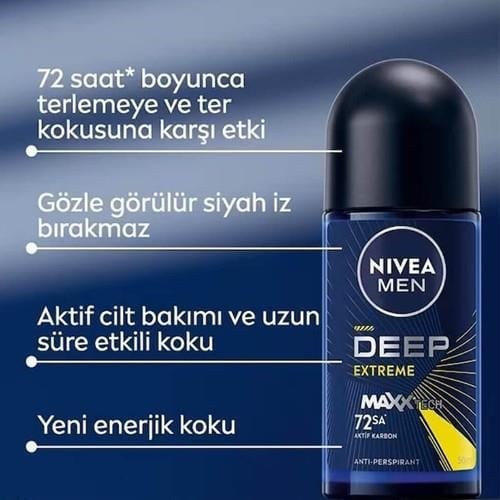 Nivea Men Deep Extreme - Roll-On Deodorant 50ML