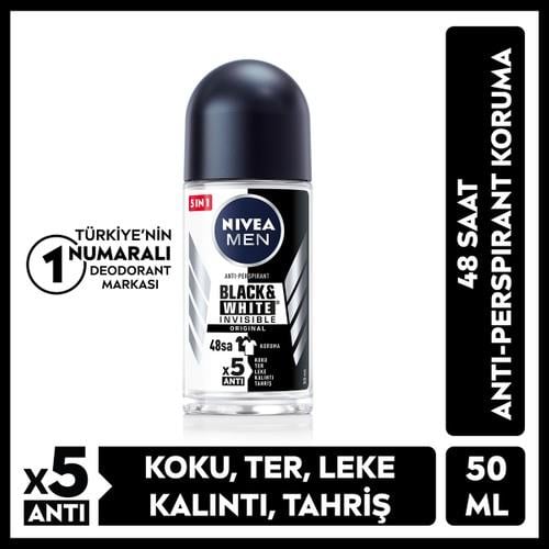 NIVEA Men Erkek Roll-on Deodorant Black&White Invisible Original 50ml