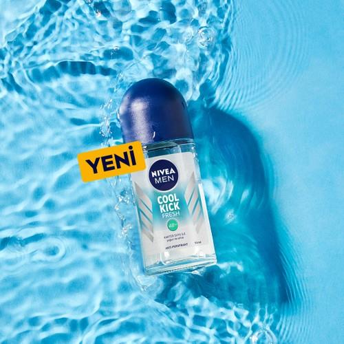 NIVEA Men Erkek Roll-on Deodorant Cool Kick Fresh 50ml, Ter ve Ter Kokusuna Karşı 48 Saat Anti-perspirant