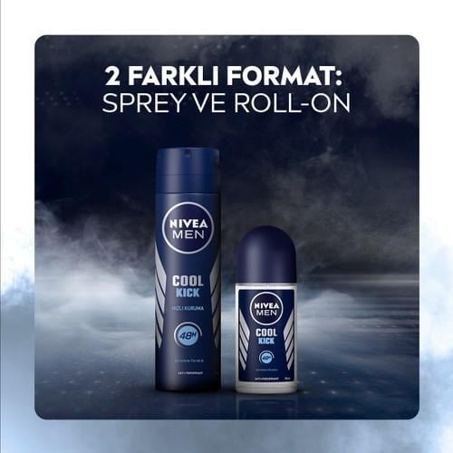 NIVEA Men Erkek Roll On Deodorant Cool Kick 48 Saat Anti-perspirant Koruma  50ml;Serinleten Ferahlık