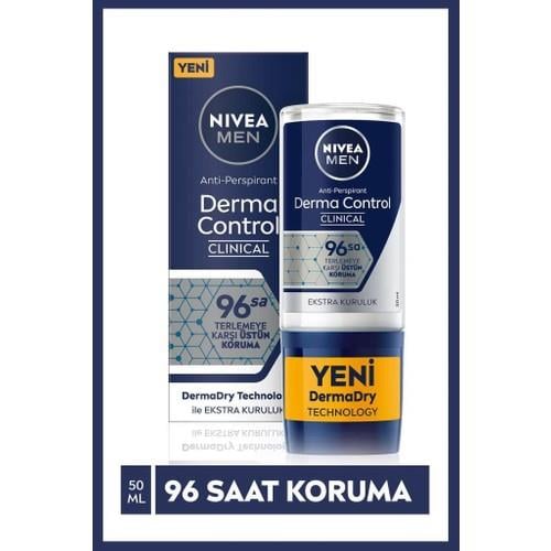 NiveabMen Erkek Roll-on Deodorant Derma Control Clinical 50ml, 96 Saat Üstün Koruma, C Vitamini