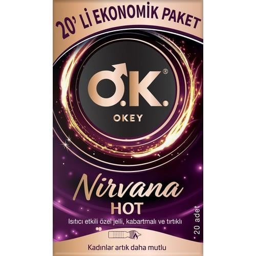 Okey Nirvana Hot Prezervatif 20li Isıtıcı Etkili Özel Jelli Tırtıklı ve Kabartmalı Afrodizyak Etkili