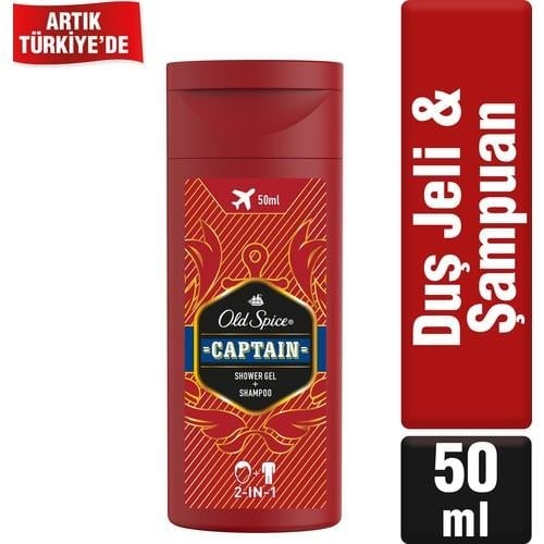 Old Spice Captain Duş Jeli & Şampuan 50 ml Ferahlatıcı Koku ile Gün Boyu Temizlik