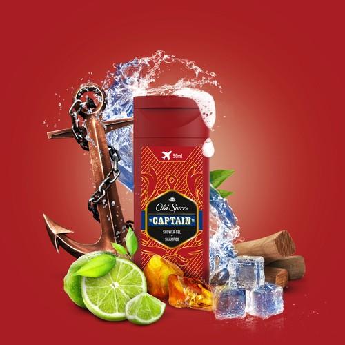 Old Spice Captain Duş Jeli & Şampuan 50 ml Ferahlatıcı Koku ile Gün Boyu Temizlik