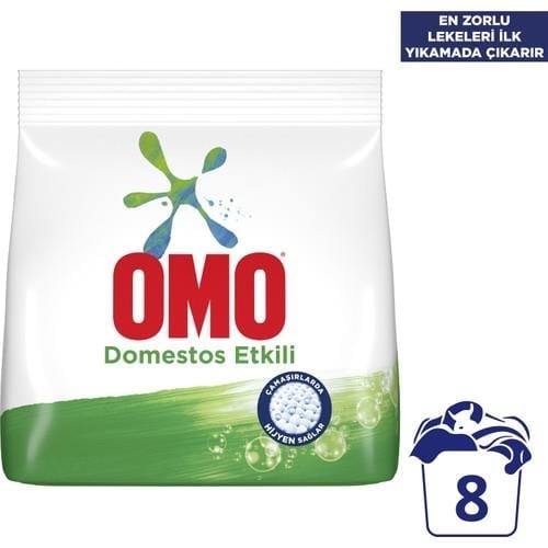 Omo Toz Çamaşır Deterjanı Domestos Etkili En Zorlu Lekeleri İlk Yıkamada Çıkarır 1.2 KG 8 Yıkama 1 Adet