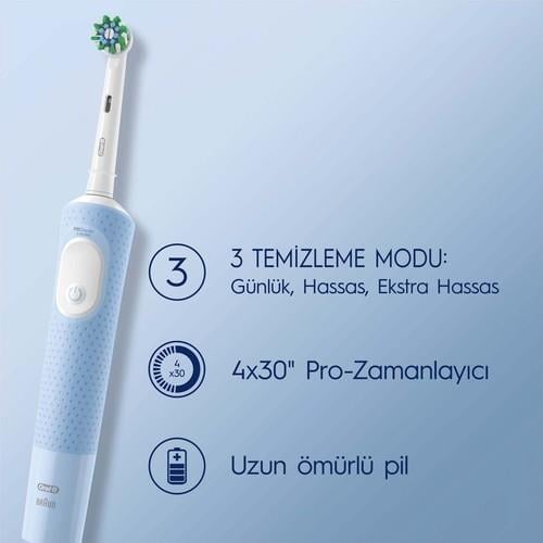 Oral-B Vitality Pro Mavi Elektrikli Diş Fırçası, 1 Diş Fırçası Başlığı, Braun Tasarımı